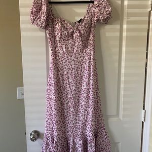 Purple floral midi dress